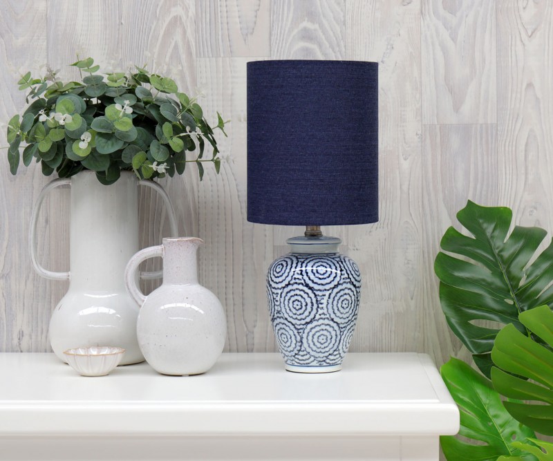White and navy lamp shade online