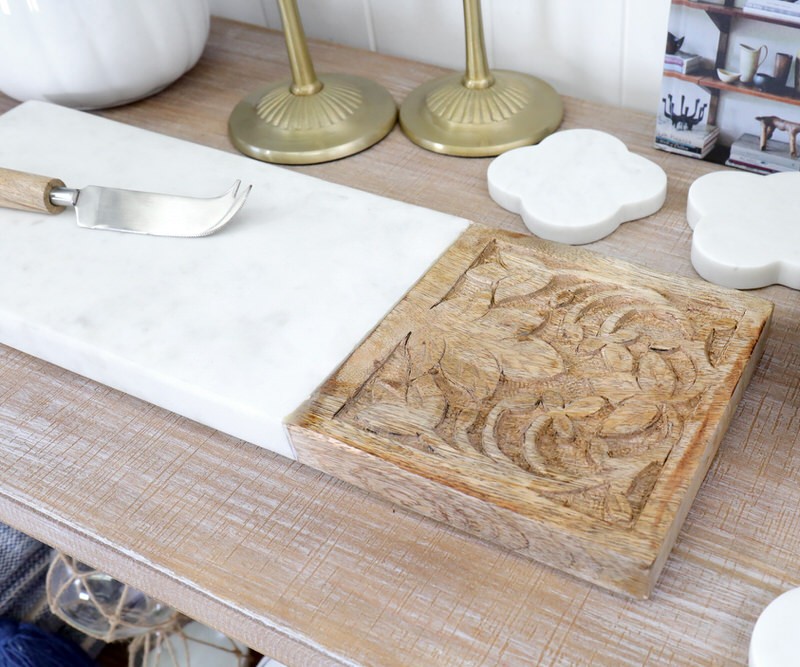Eliot Carved Timber & Marble Cheese Board Shop by colour