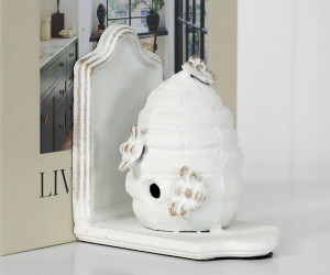 Single White Beehive Bookend