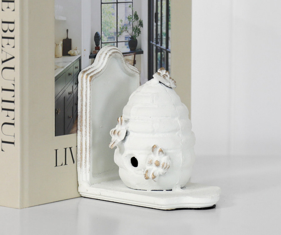 Single White Beehive Bookend