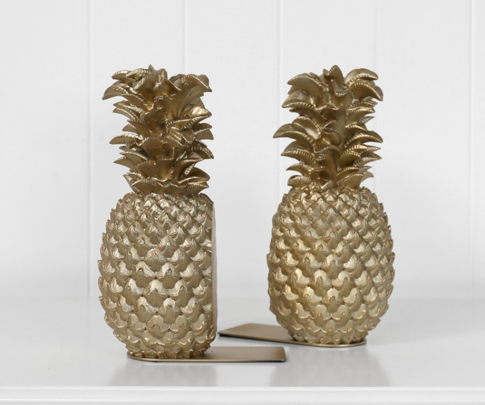 Set 2 Gold Pineapple Bookends