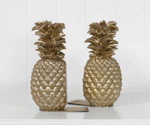 Set 2 Gold Pineapple Bookends