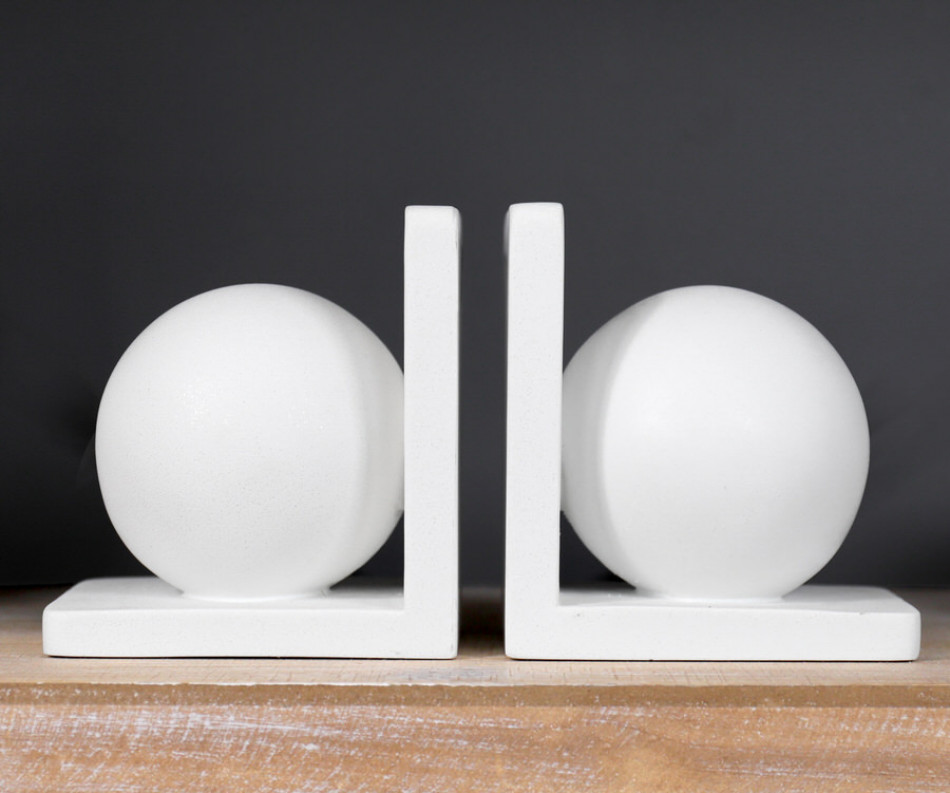 Set 2 Dante White Sphere Bookends