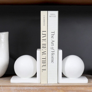 Set 2 Dante White Sphere Bookends