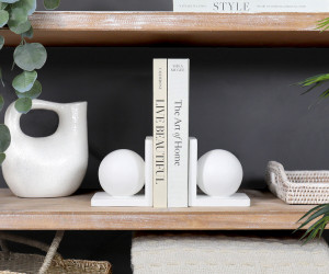 Set 2 Dante White Sphere Bookends
