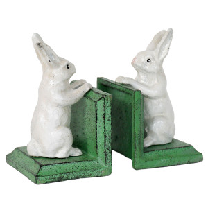 Set 2 Vintage Bunny Bookends, a decorative pair or piece for supporting books