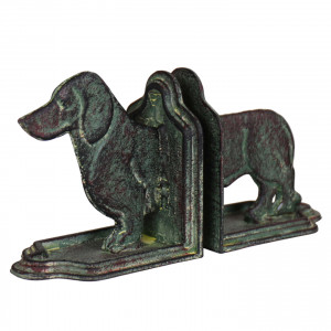 Set 2 Alcott Dachshund Bookends, a decorative support designed to keep books upright and organised
