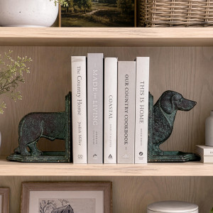 Set 2 Alcott Dachshund Bookends, framed wall artwork