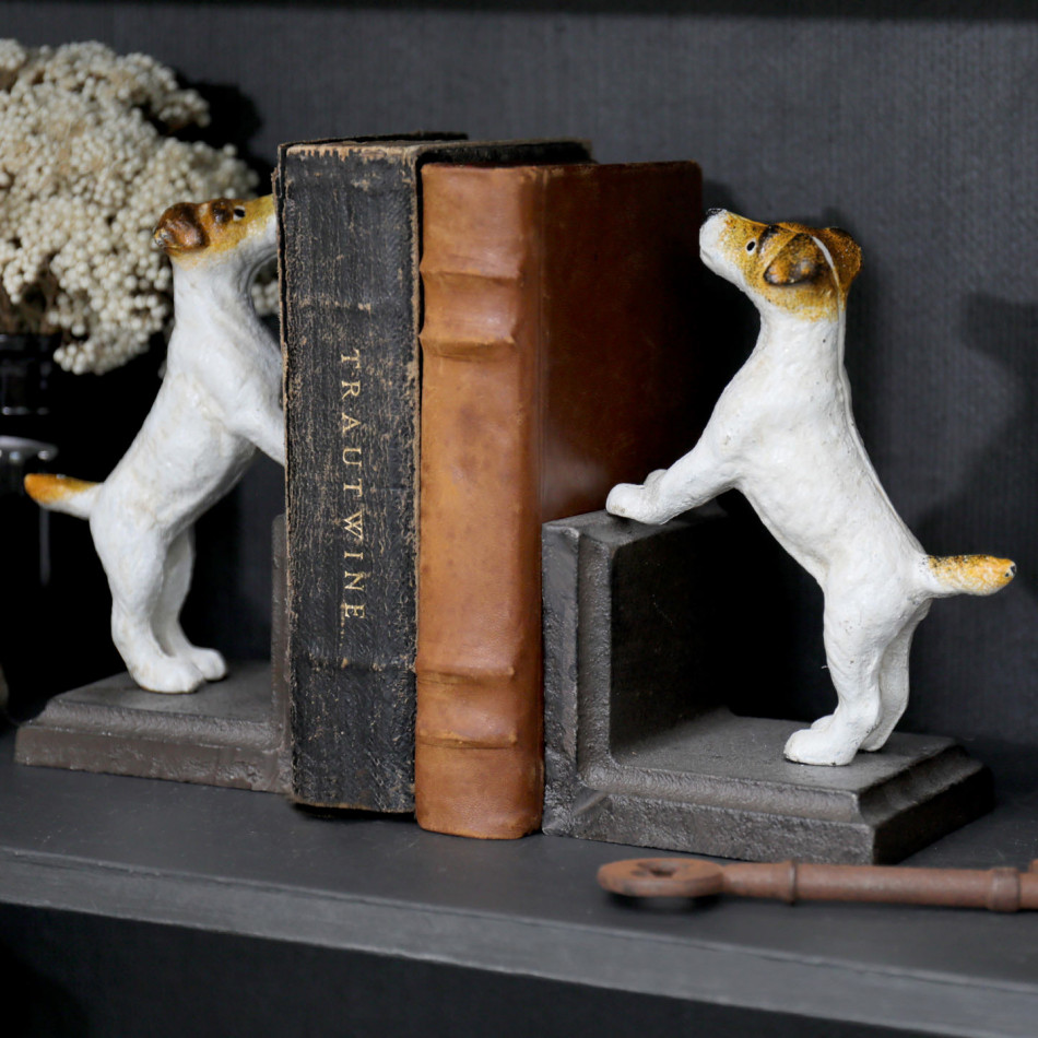 Set 2 Vintage Fox Terrier Bookends, decorative home accessory