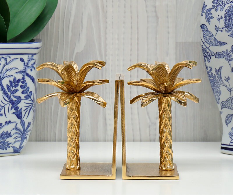 Plantation Gold Palm Tree Bookends