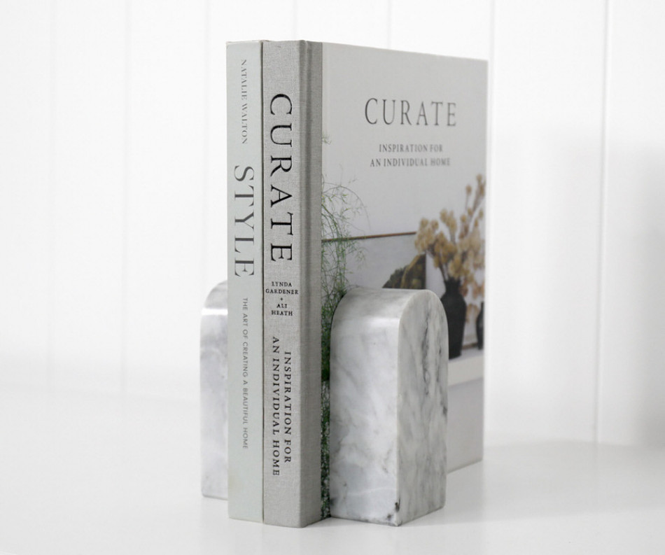 Set 2 Grey Marble Arch Book Ends