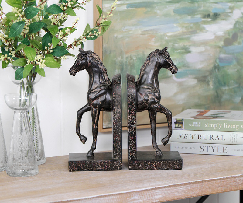 Cavallo Antique Black Horse Bookends