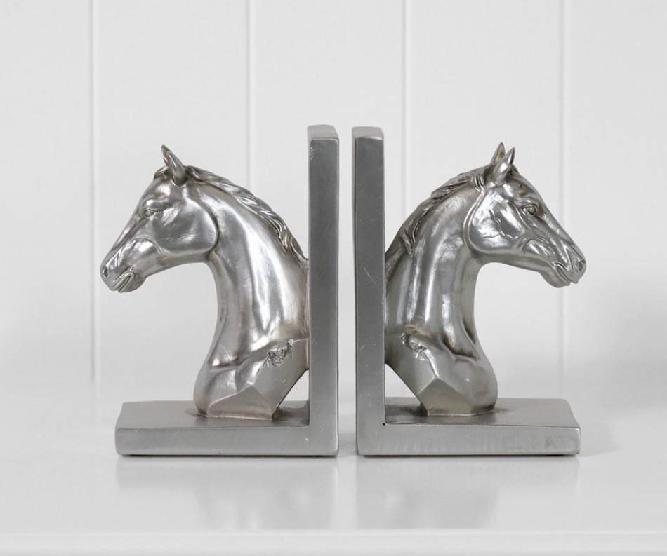 Set 2 Chevalier Silver Horse Bookends