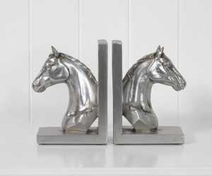 Set 2 Chevalier Silver Horse Bookends