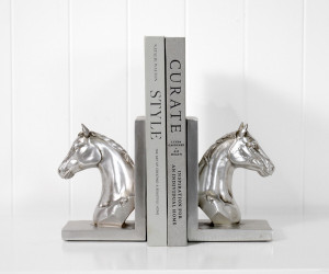 Set 2 Chevalier Silver Horse Bookends