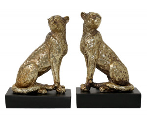 Set 2 Gold Leopard Bookends