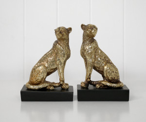 Set 2 Gold Leopard Bookends