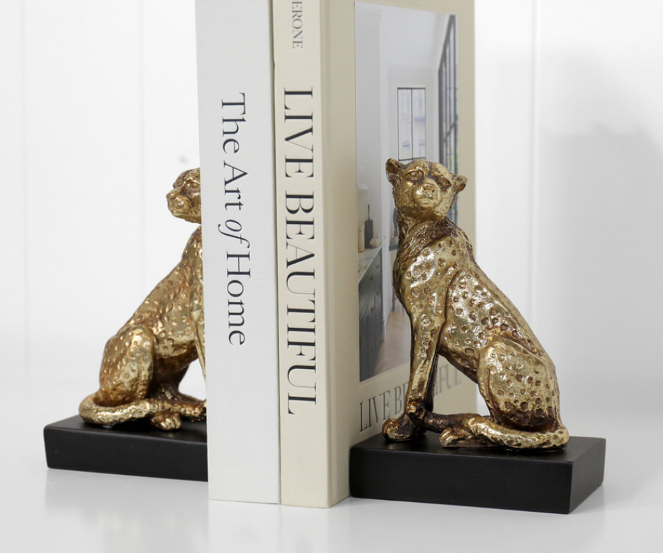 Set 2 Gold Leopard Bookends