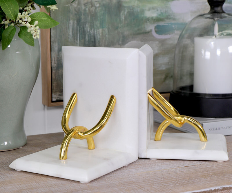 Marble & Brass Link Bookends