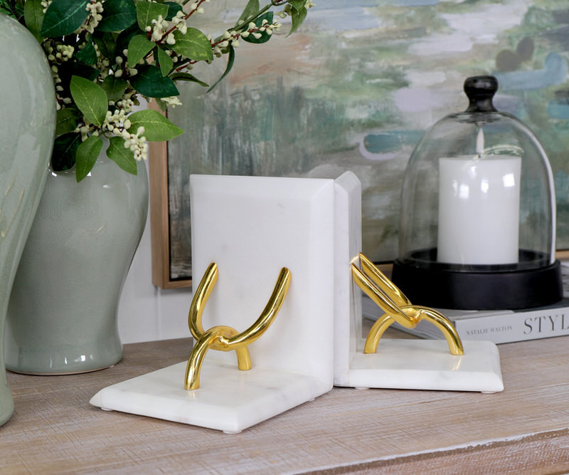 Marble & Brass Link Bookends