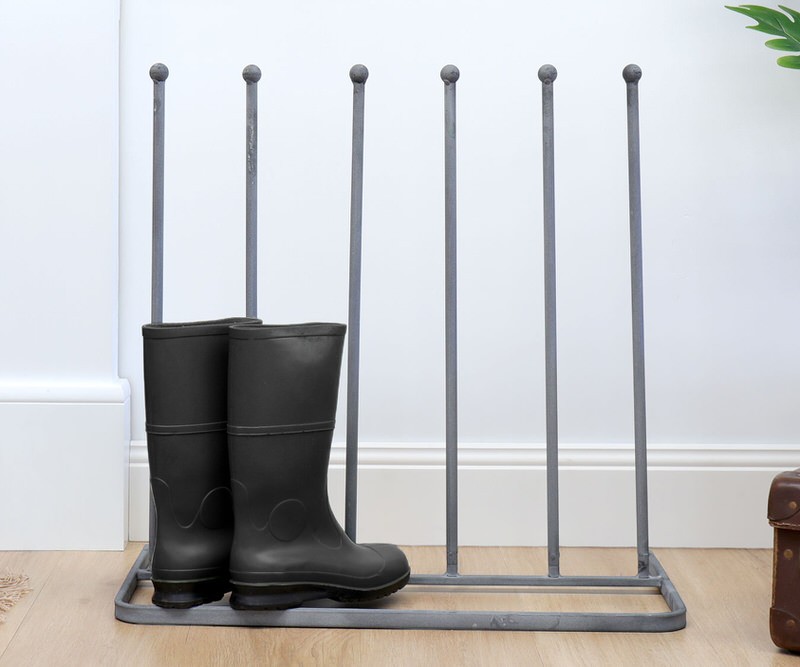 Traditional Boot Rack - Grey Metal Boot Holder