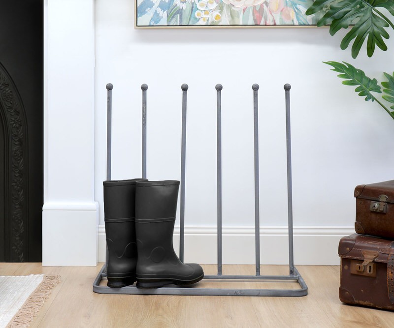 Traditional Boot Rack - Grey Metal Boot Holder