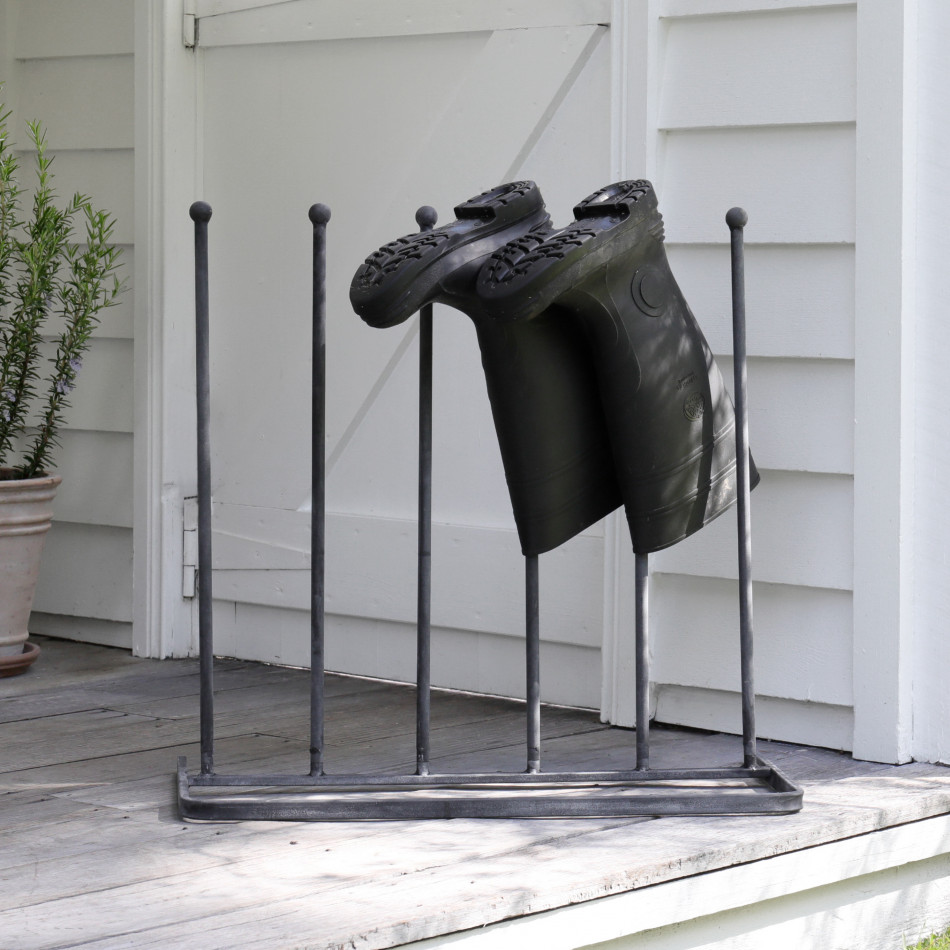 Traditional Boot Rack - Grey Metal Boot Holder, wall-mounted storage and organisation piece
