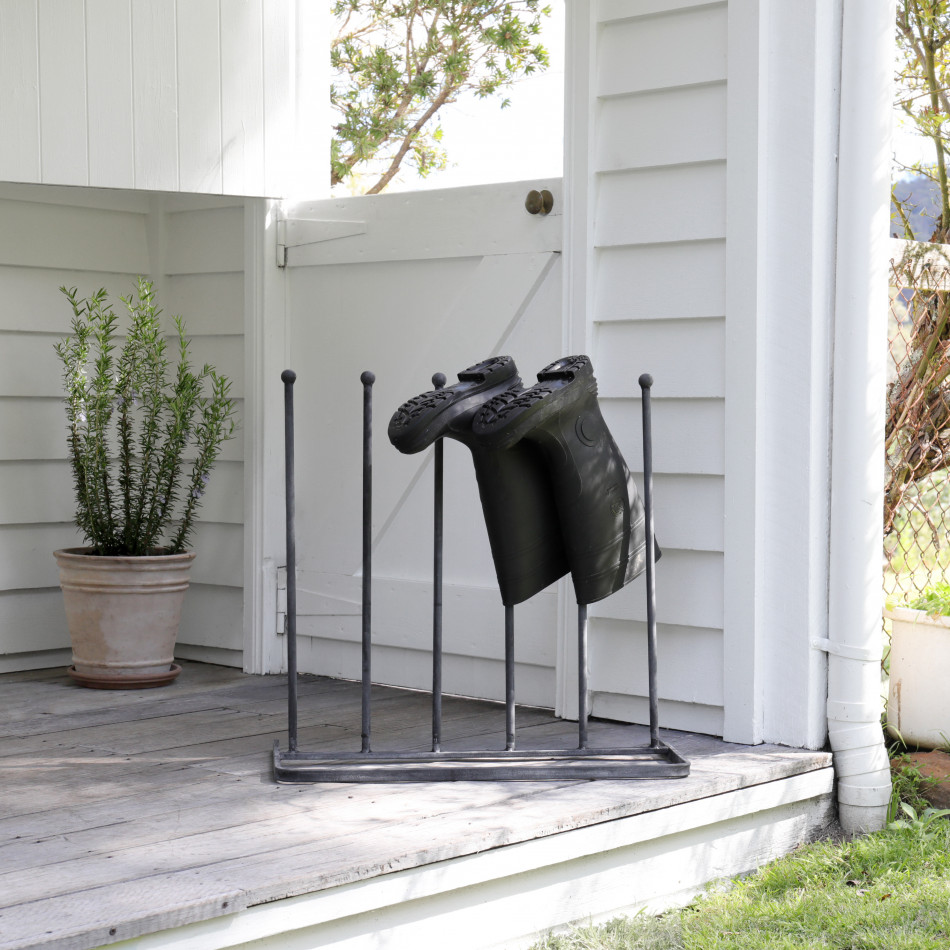 Traditional Boot Rack - Grey Metal Boot Holder, a functional household accessory for display or organisation