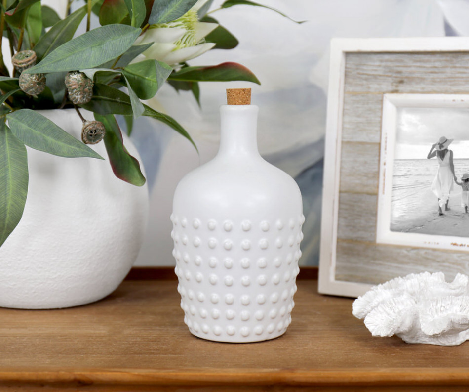 Dotted Emery White Bottle Decor