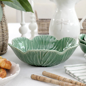 Large Savoy Cabbage Leaf Bowl, a tabletop piece for serving or decorative display