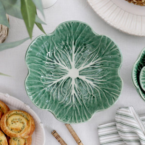 Large Savoy Cabbage Leaf Bowl, a tabletop piece suited to serving food or creating a decorative display