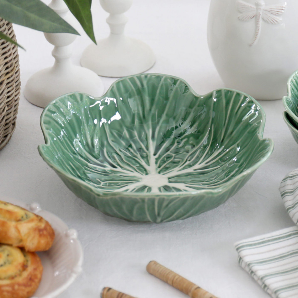 Large Savoy Cabbage Leaf Bowl, decorative tableware