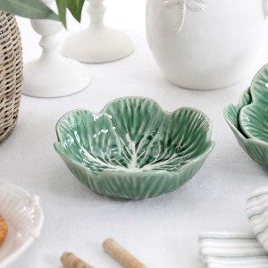 Medium Savoy Cabbage Leaf Bowl, designed for practical dining use with an ornamental presentation