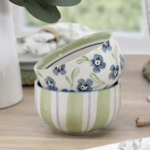 Isobel Blue Floral Bowl, a tabletop piece for serving or decorative display