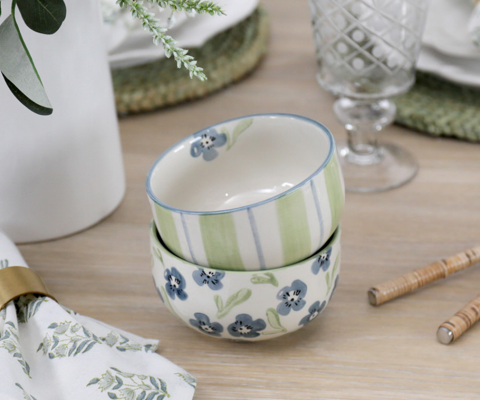 Isobel Green Stripe Bowl