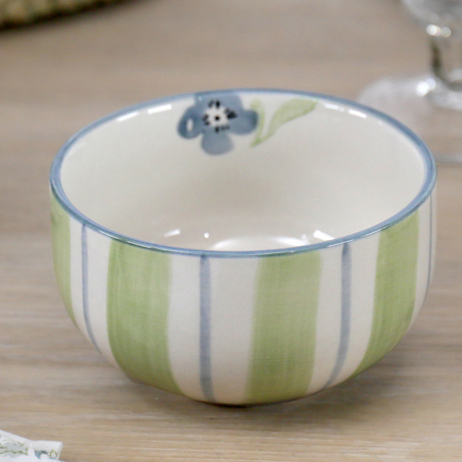Isobel Green Stripe Bowl, decorative tableware