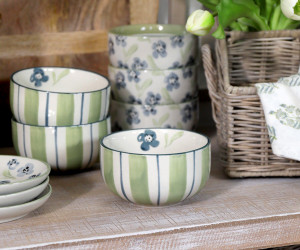 Isobel Green Stripe Bowl