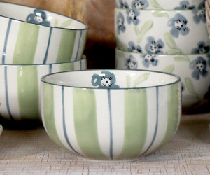 Isobel Green Stripe Bowl