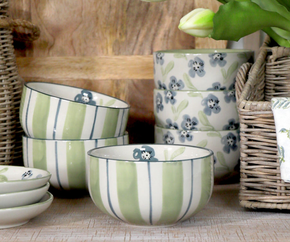 Isobel Green Stripe Bowl
