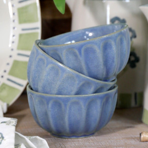 Denim Blue Fluted Bowl, decorative tableware