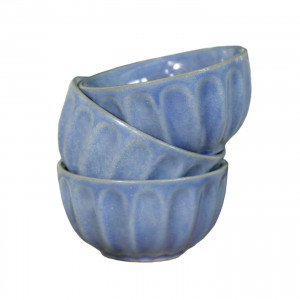 Denim Blue Fluted Bowl, designed for practical dining use with an ornamental presentation