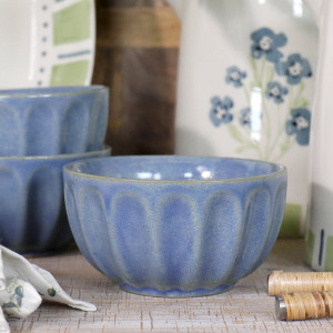 Denim Blue Fluted Bowl, a tabletop piece for serving or decorative display
