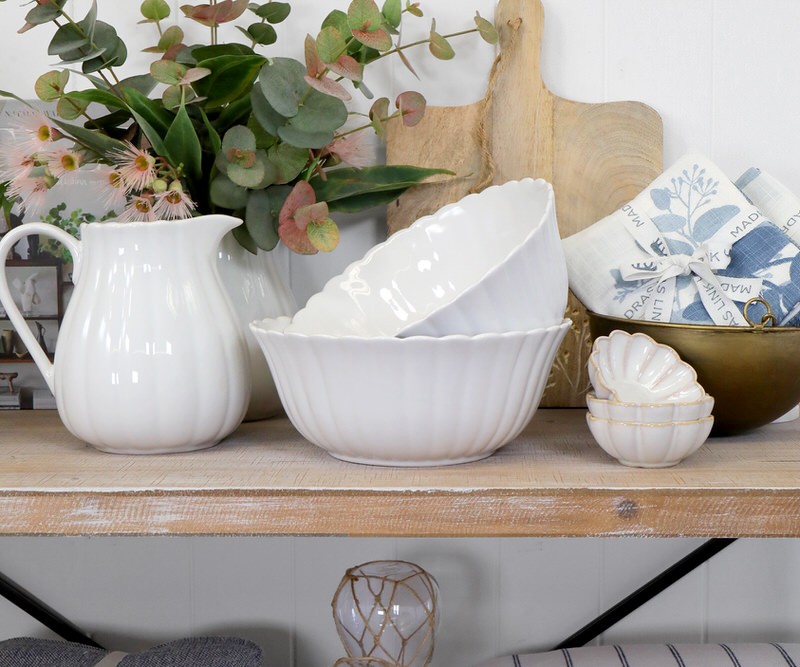 Charlotte Salad Serving Bowl White