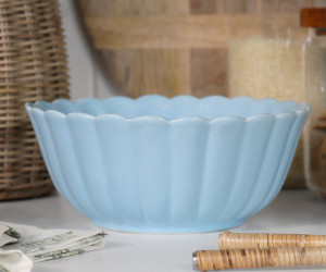 Small Cornflower Blue Fluted Serving Bowl