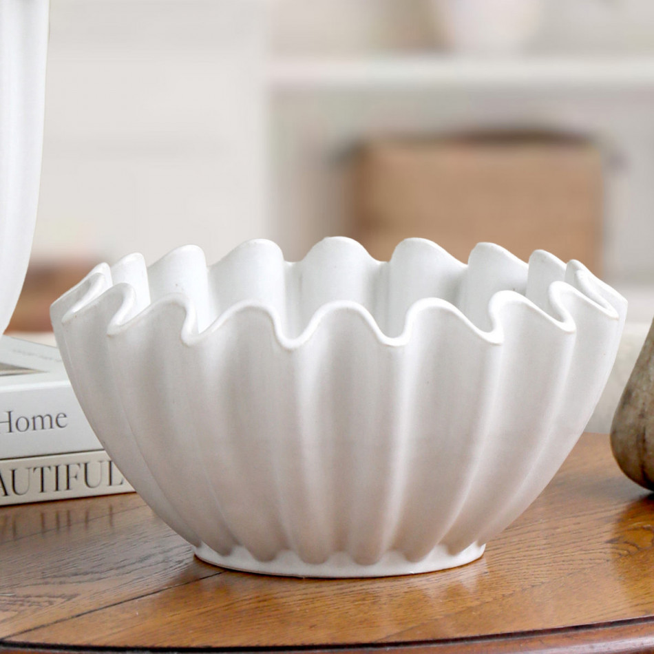 Amadora Fluted White Bowl, decorative tableware
