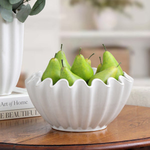 Amadora Fluted White Bowl, designed for practical dining use with an ornamental presentation