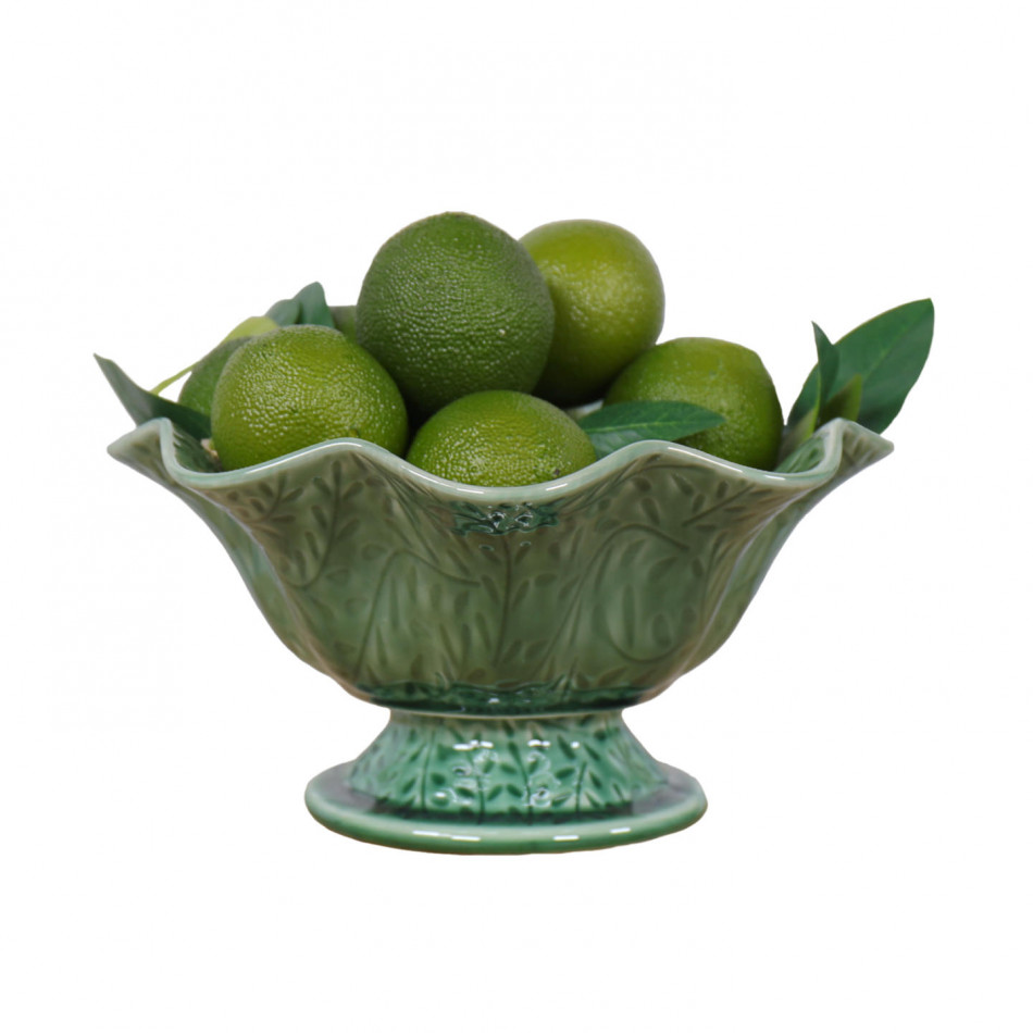 Thornbury Green Pedestal Bowl, designed for practical dining use with an ornamental presentation