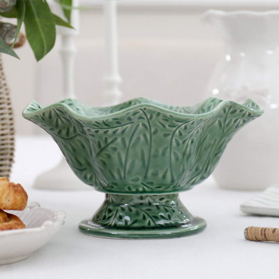 Thornbury Green Pedestal Bowl, decorative tableware