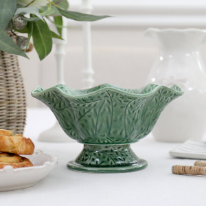 Thornbury Green Pedestal Bowl, a tabletop piece suited to serving food or creating a decorative display