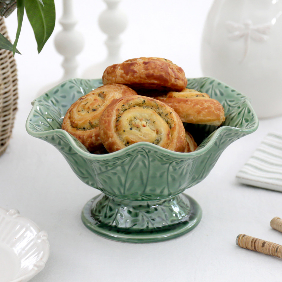Thornbury Green Pedestal Bowl, a tabletop piece for serving or decorative display